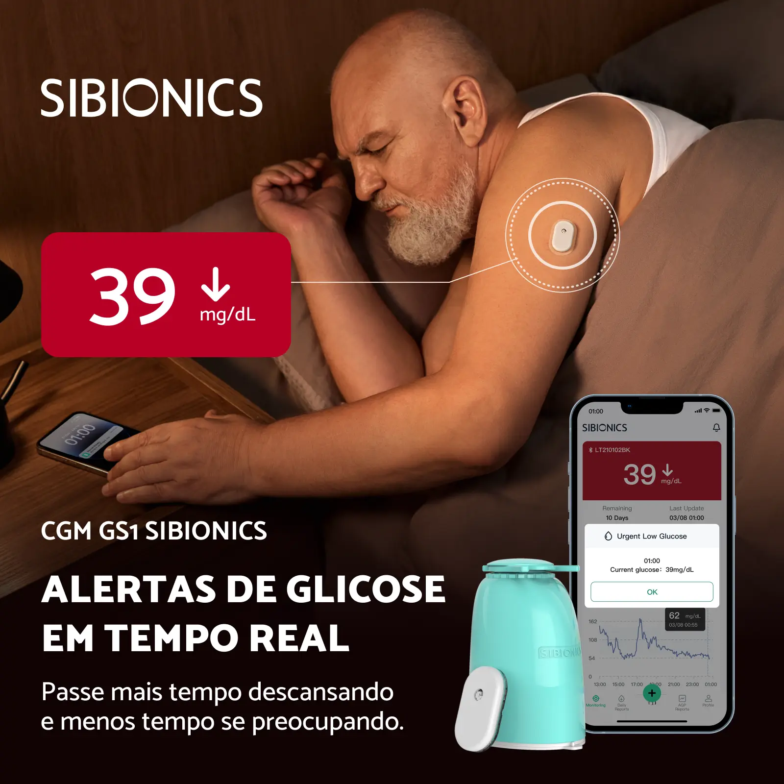 SIBIONICS CGM GS1 - Sistema de monitoramento contínuo de glicose 3